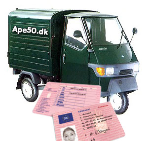 koerekort og piaggio ape 50